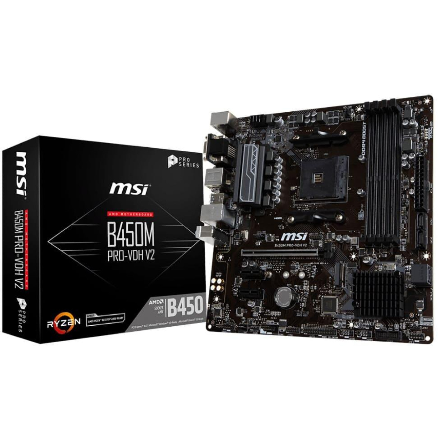 Материнская плата MSI B450M PRO-VDH V2 (B450M PRO-VDH V2) (Socket AM4, AMD B450, Micro-ATX) Б/у