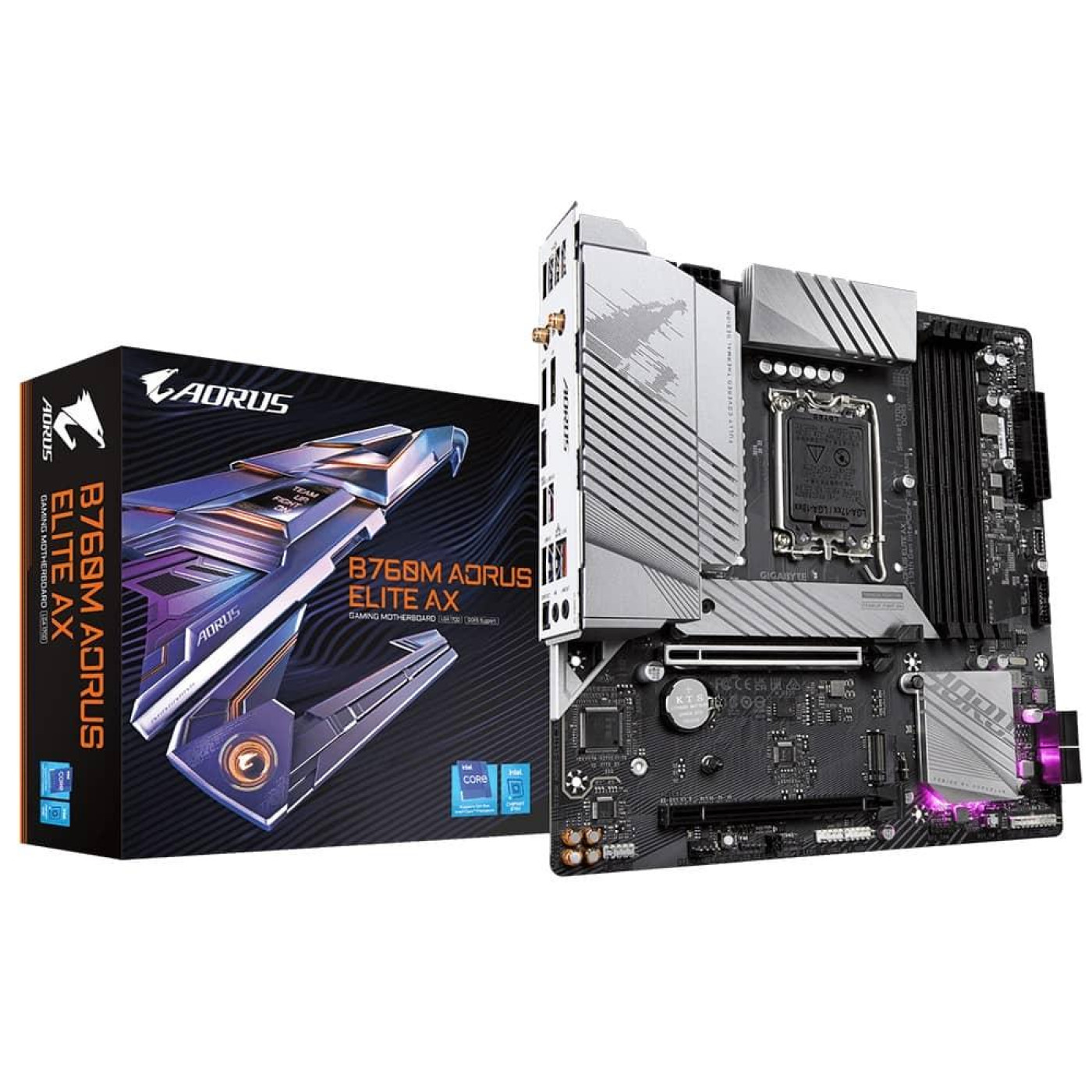 Материнская плата Gigabyte B760M AORUS ELITE AX (B760M AORUS ELITE AX) (Socket 1700, Intel B760, Micro-ATX) Б/у