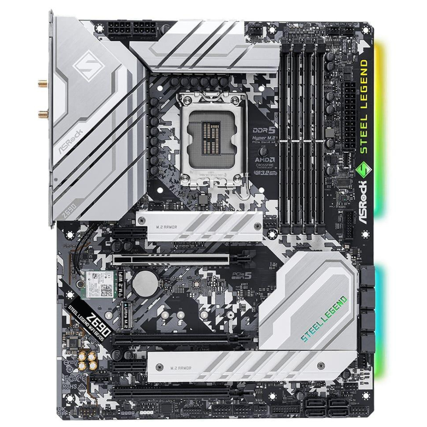 Материнская плата AsRock Z690 Steel Legend WiFi 6E/D5 Z690 Steel Legend WiFi 6E/D5) (Socket 1700, Intel Z690, ATX) Б/у