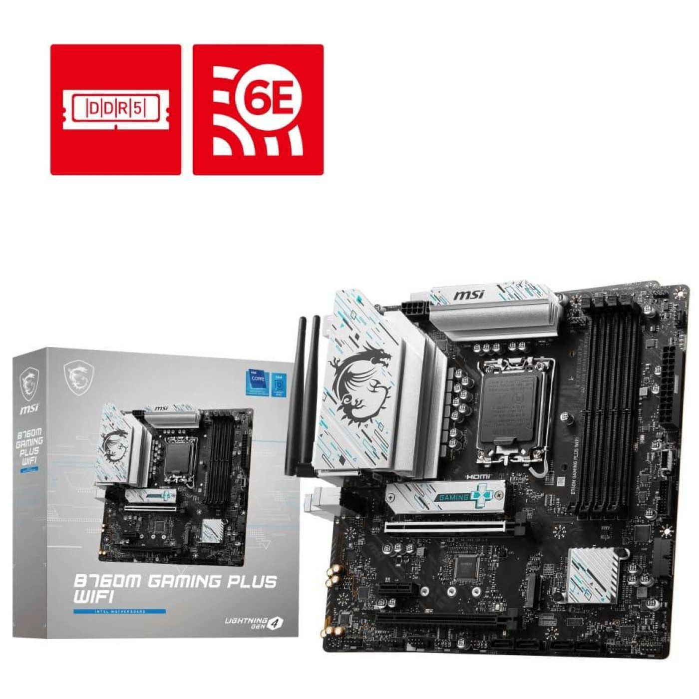 Материнська плата MSI B760M GAMING PLUS WIFI (B760M GAMING PLUS WIFI) (Socket 1700, Intel B760, Micro-ATX) Б/в