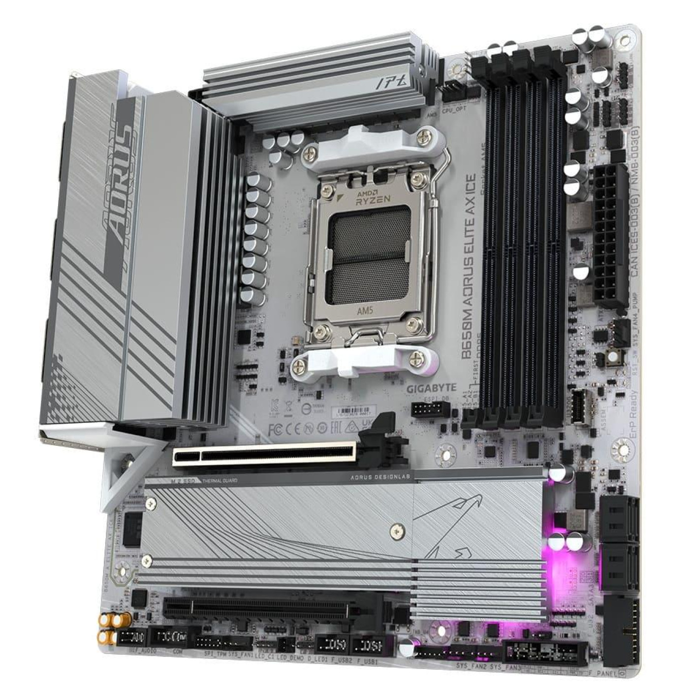 Материнська плата Gigabyte B650M AORUS ELITE AX ICE (B650M AORUS ELITE AX ICE) (Socket AM5, AMD B650, Micro-ATX)
