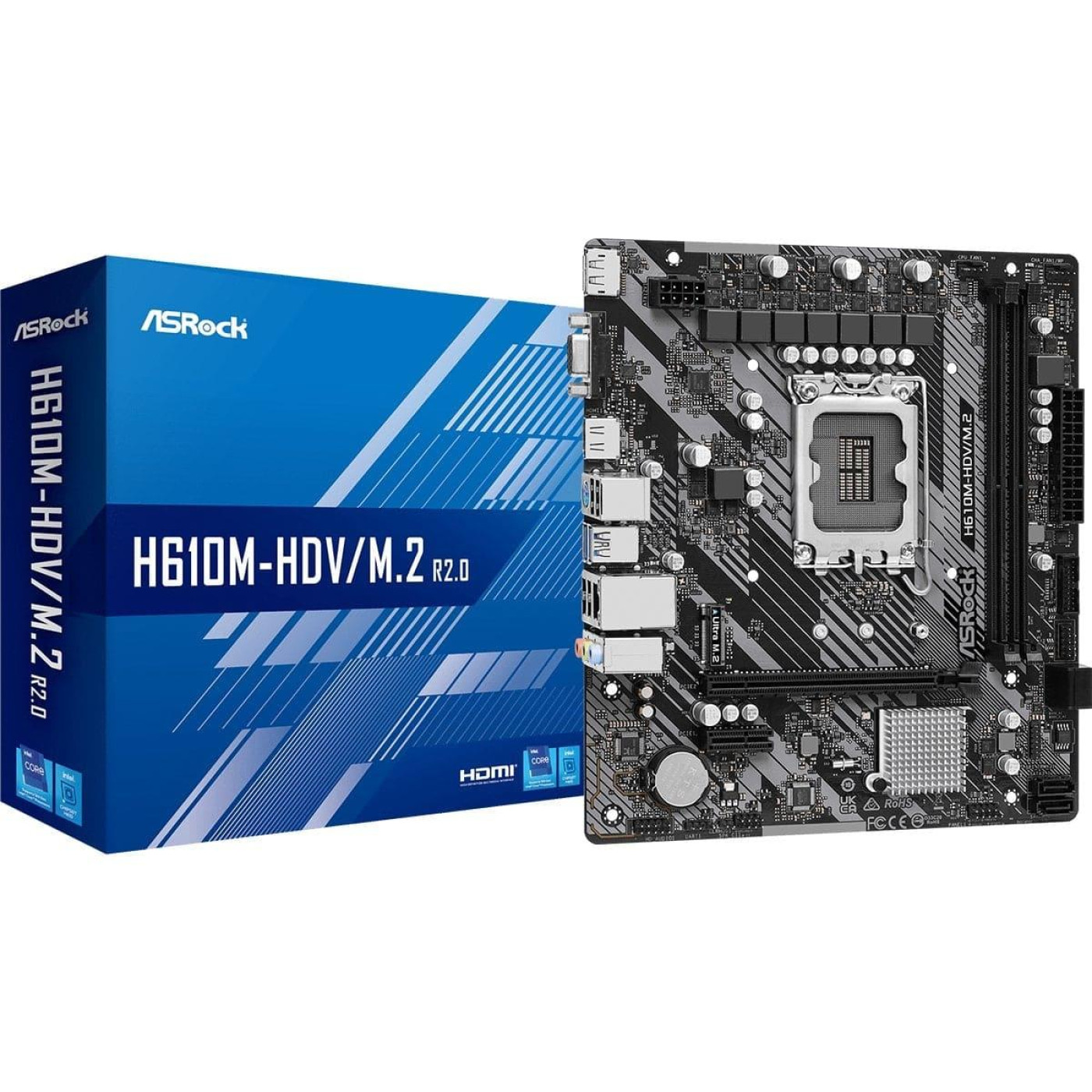 Материнська плата AsRock H610M-HDV/M.2 R2.0 (H610M-HDV/M.2 R2.0) (Socket 1700, Intel H610, Micro-ATX)