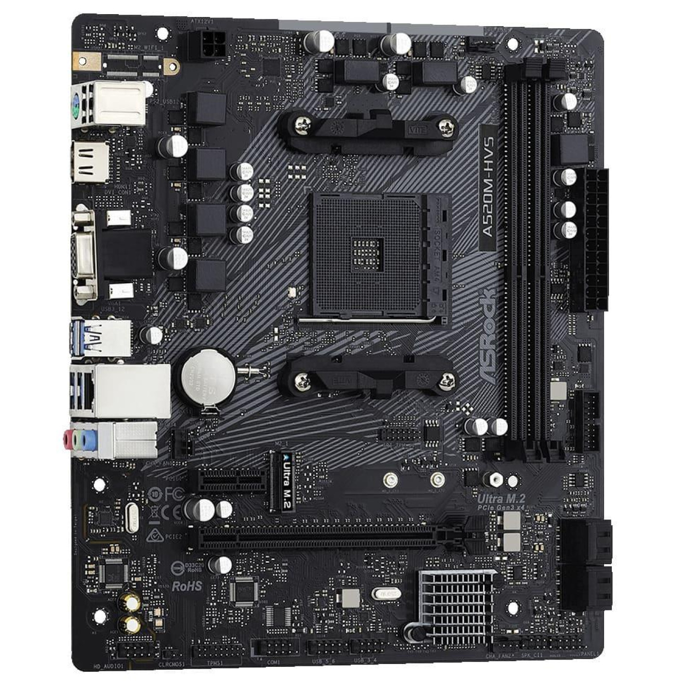 Материнська плата AsRock A520M-HVS (A520M-HVS) (Socket AM4, AMD A520, Micro-ATX)