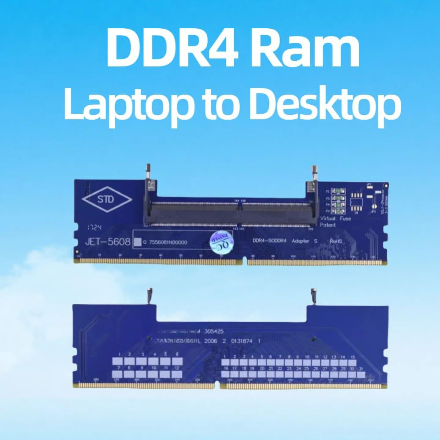 Конвертер Dynamode DDR4 Laptop SO-DIMM to Desktop DIMM RAM Memory