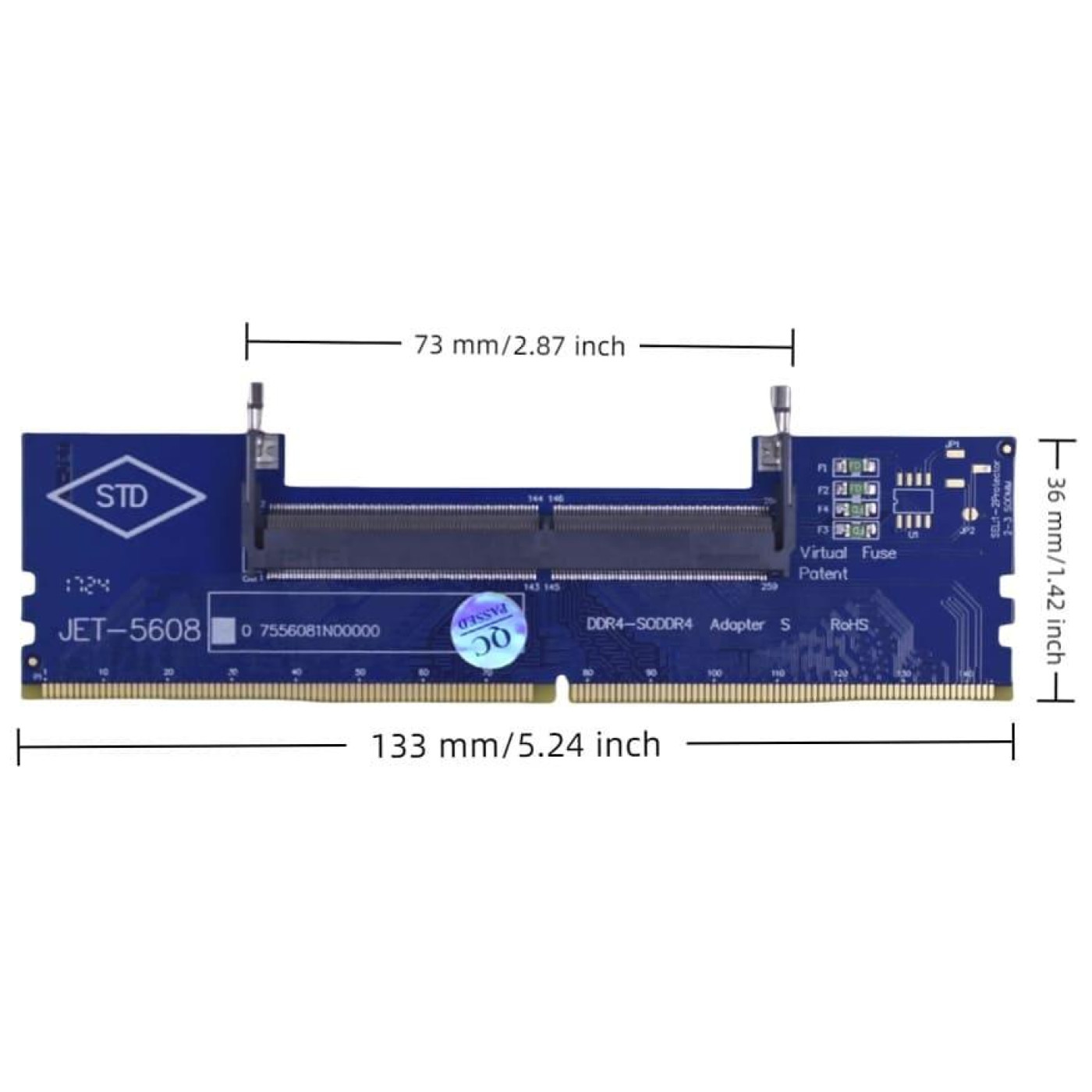 Конвертер Dynamode DDR4 Laptop SO-DIMM to Desktop DIMM RAM Memory