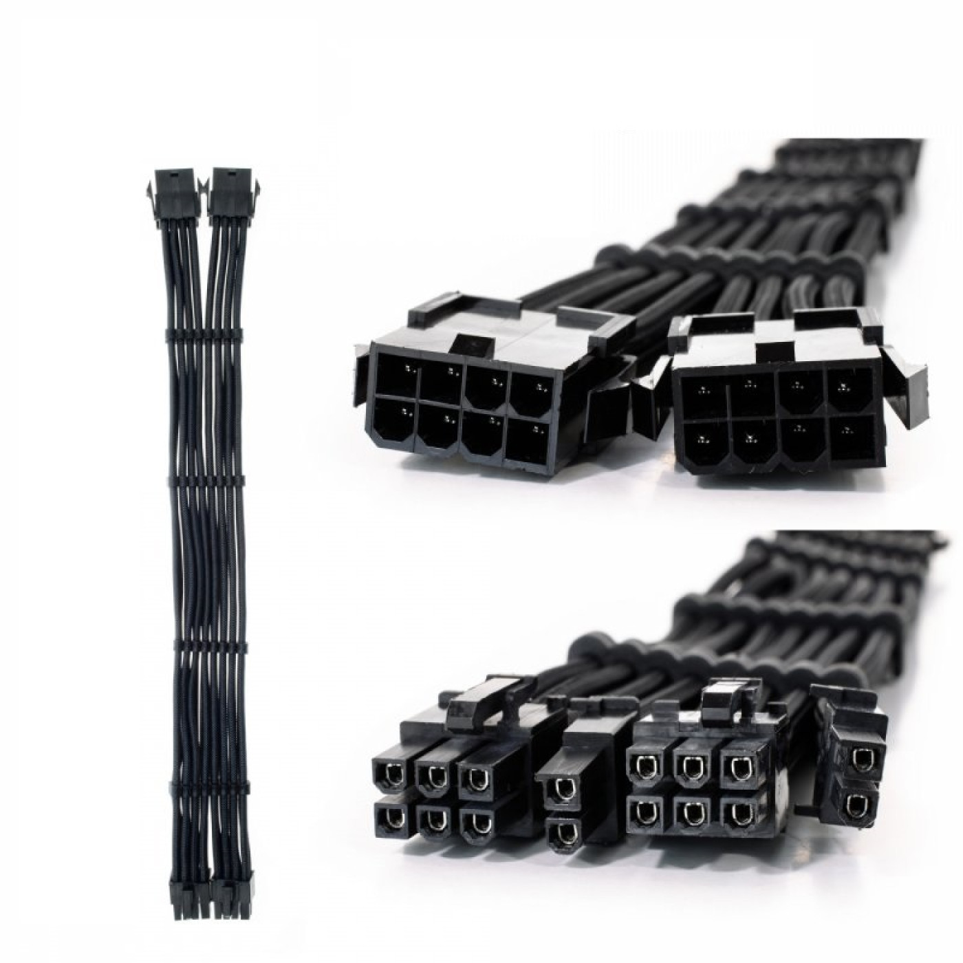 Набір кабелів для блоку живлення QUBE 1*24P MB, 2*4+4P CPU,2*6+2P VGA  Black