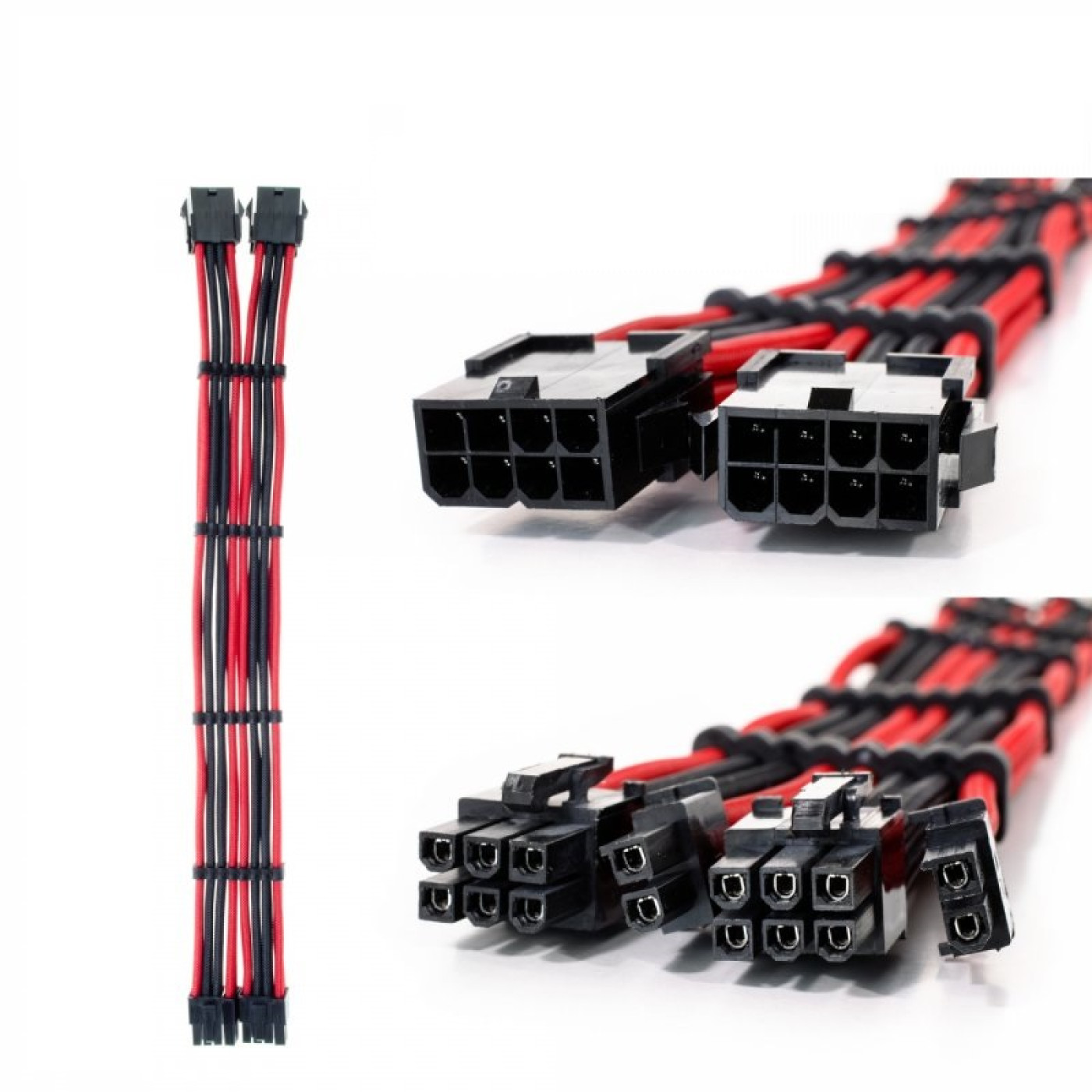 Набір кабелів для блоку живлення QUBE 1*24P MB, 2*4+4P CPU,2*6+2P VGA Black-Red (QBWSET24P2x8P2x8PBR)