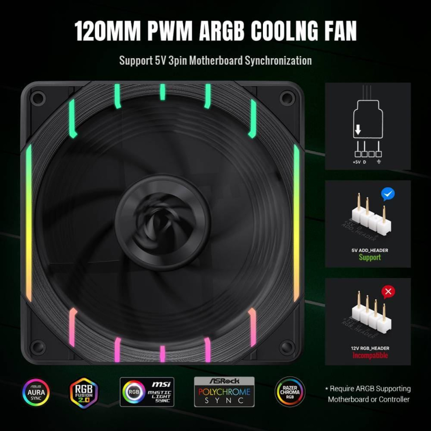 Вентилятор GameMax 120мм TORNADO T12 ARGB-B (Tornado T12 ARGB)