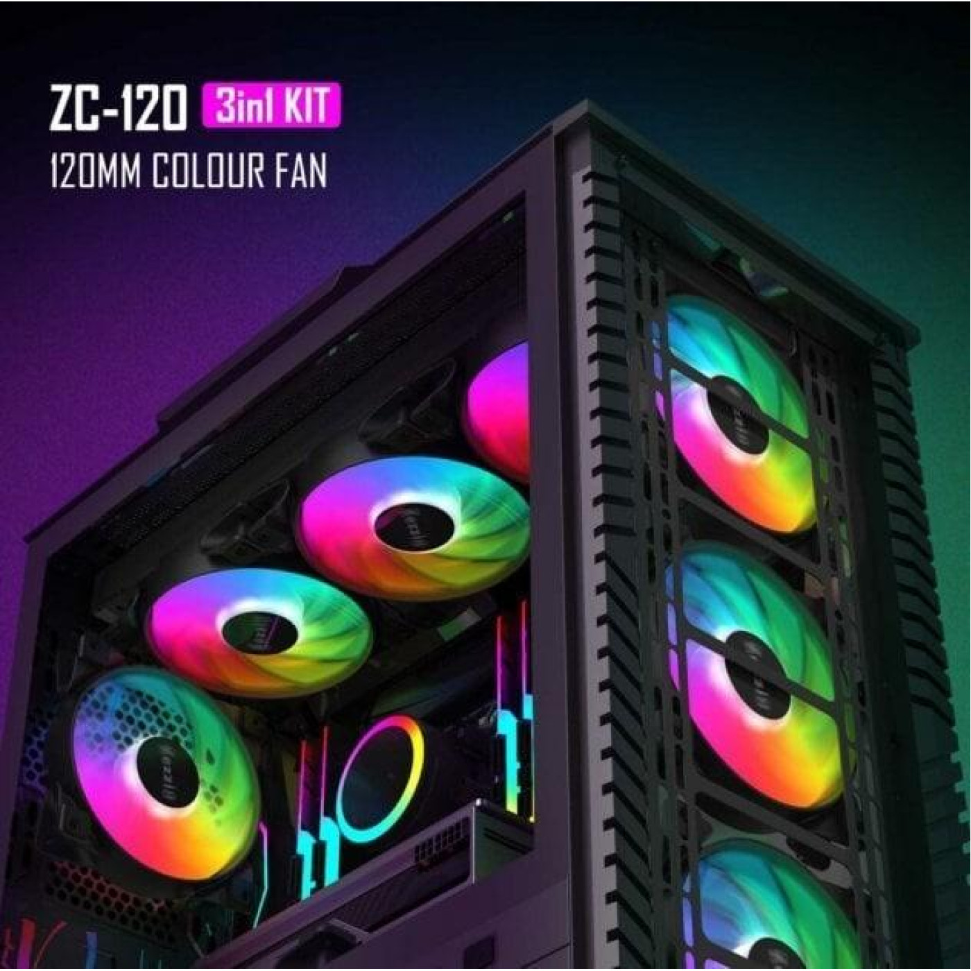 Комплект вентиляторов Zezzio ZC-120 SRGB 3 in 1 Kit (ZC-120 Colorful 3in1)