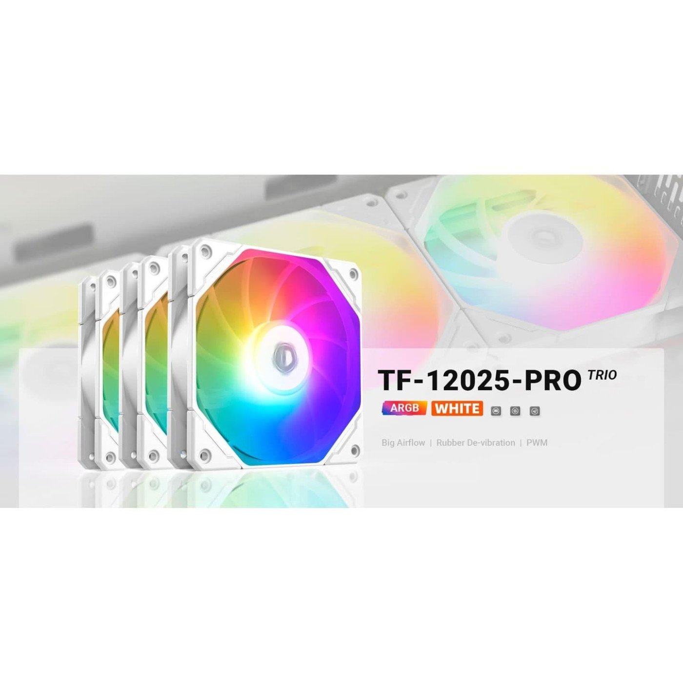 Комплект вентиляторів ID-Cooling TF-12025-PRO ARGB TRIO WHITE (TF-12025-PRO ARGB TRIO WHITE)
