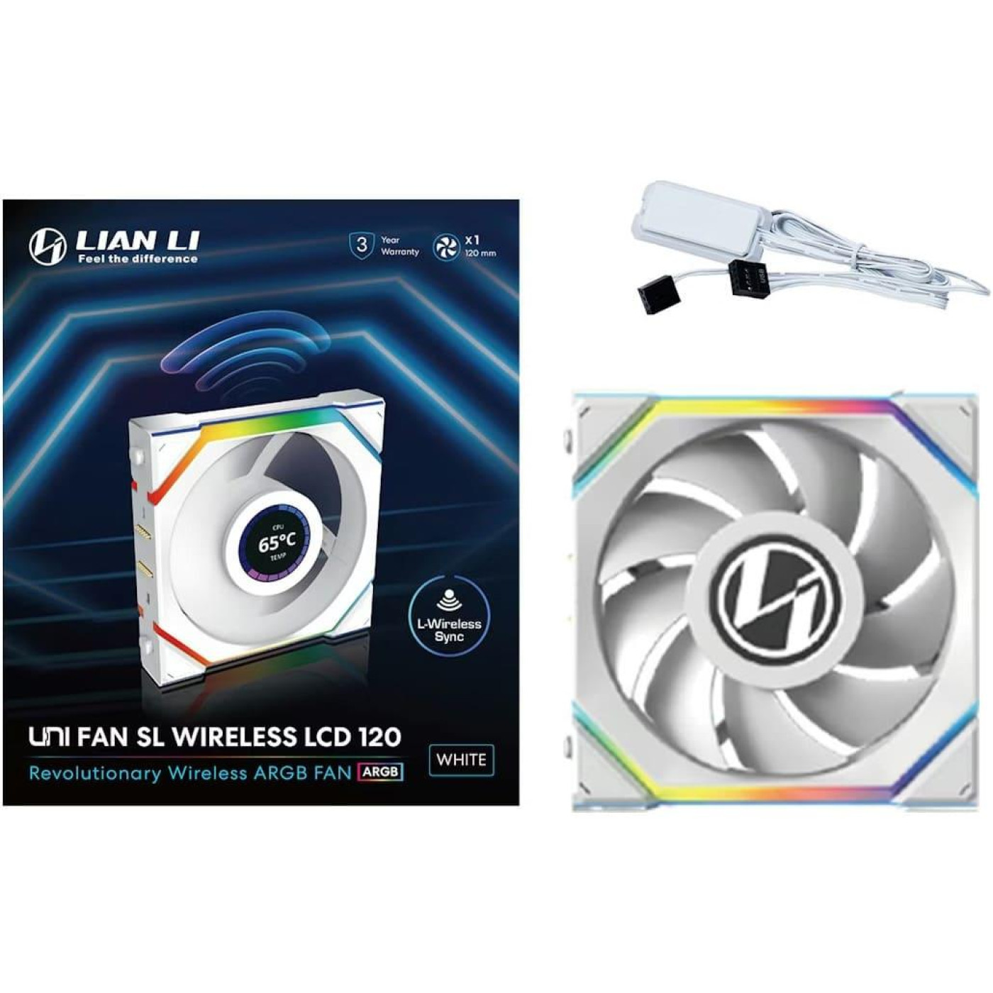 Вентилятор Lian Li UNI Fan SL WIRELESS LCD 120-1 (G99.12SLLCD1W1W.00) White