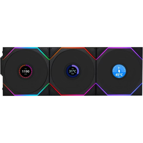 Комплект вентиляторів Lian Li UNI Fan TL WIRELESS LCD 120-3 (G99.12TLLCD1W3B.00) Black