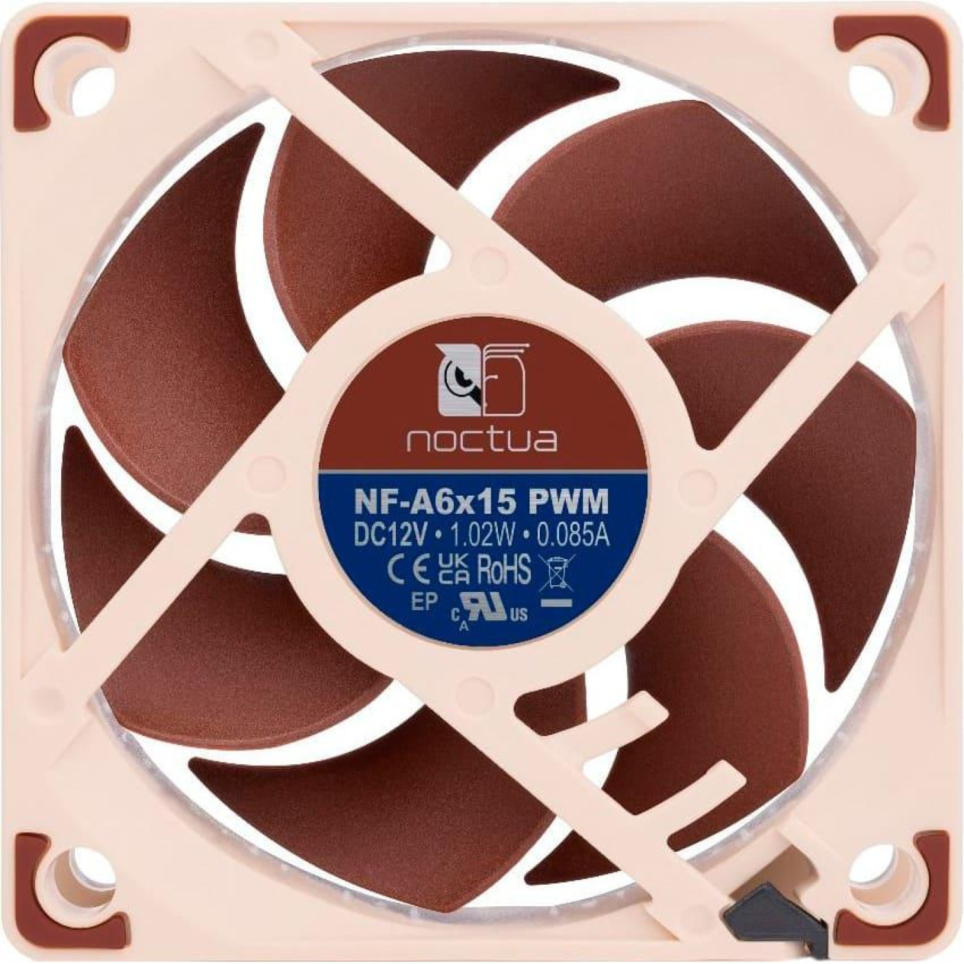 Вентилятор Noctua для корпусу 60x60x15мм SSO2 3050-3500 об/хв 4-pin PWM <19,8 dB(A) дБ бежевий/