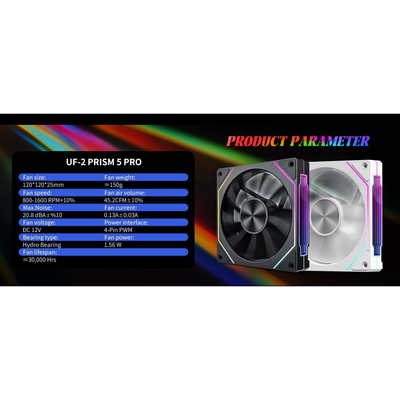 Вентилятор UPSIREN UF-2 PRISM 5 PRO BLACK REGULAR (UF-2 PRISM 5 PRO BLACK REGULAR) Б/в