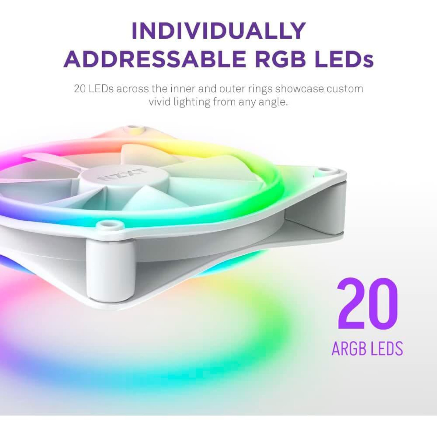 Вентилятор NZXT F140RGB Duo - 140mm Dual-sided RGB Fan - Single Pack (White) (RF-D14SF-W1)
