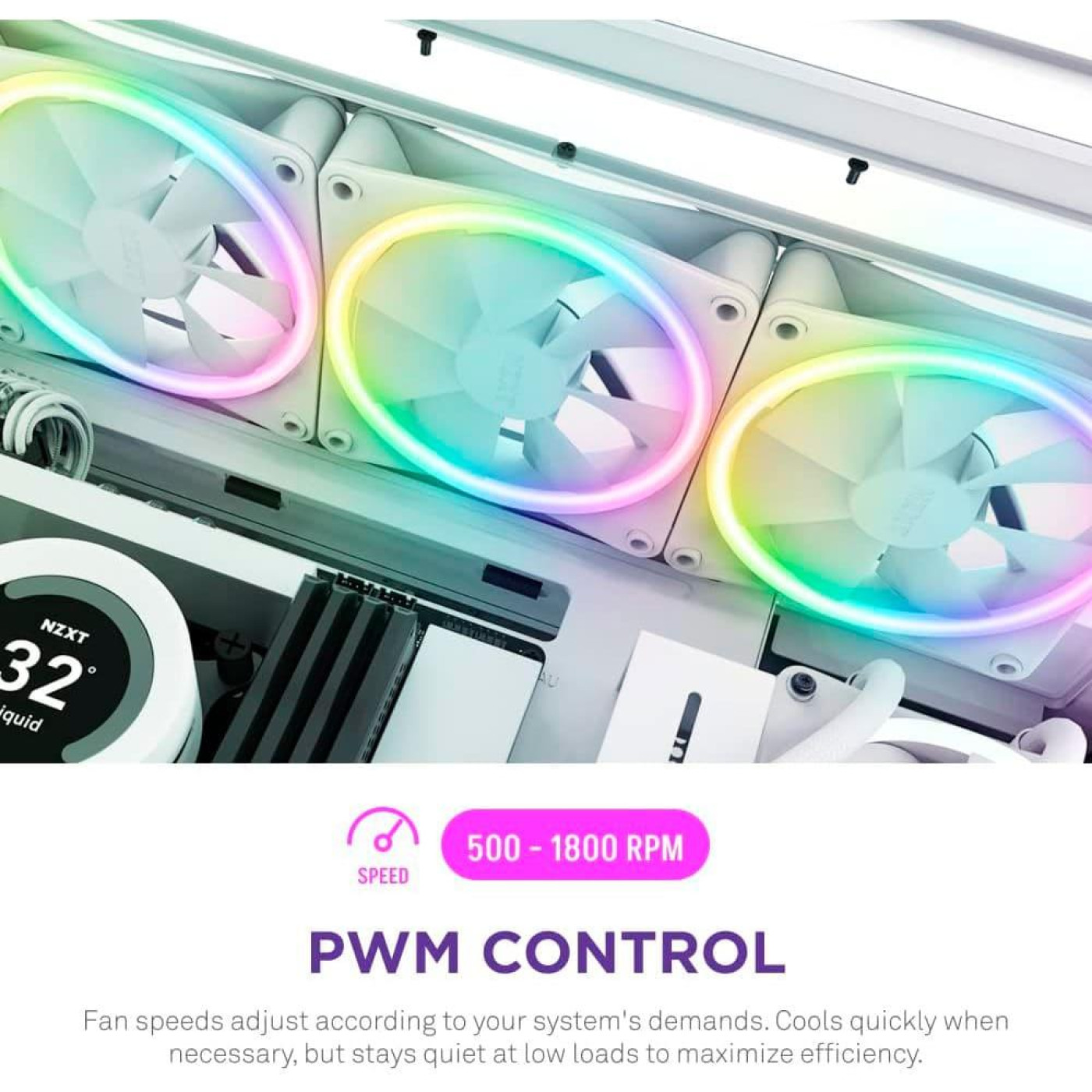 Вентилятор NZXT F140RGB Duo - 140mm Dual-sided RGB Fan - Single Pack (White) (RF-D14SF-W1)