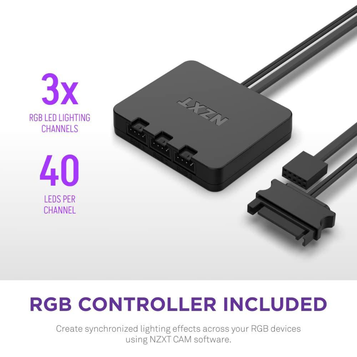 Вентилятор NZXT NZXT, F140RGB Duo - 140mm Dual-sided RGB Fan - Twin Pack (Black) (RF-D14DF-B1)