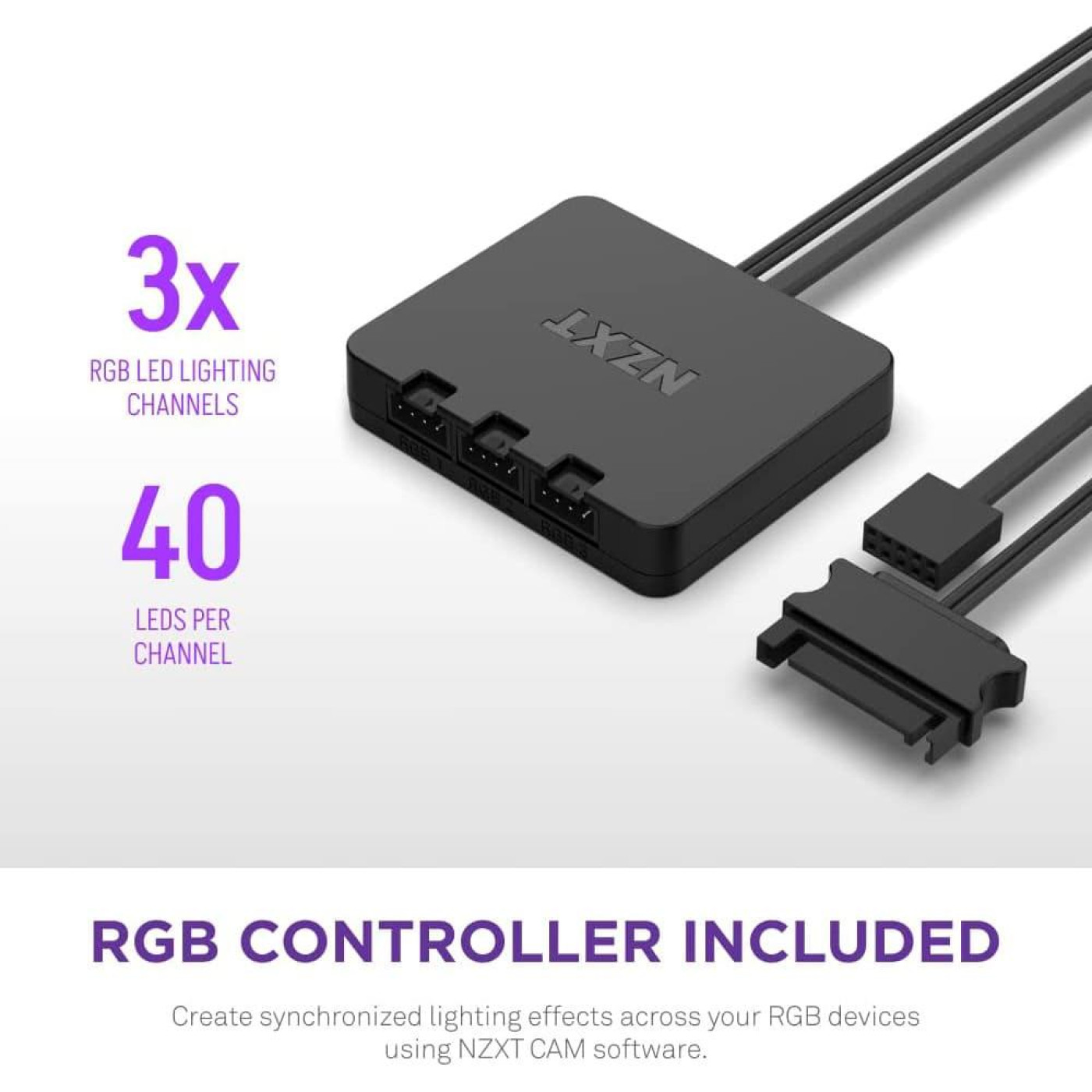 Вентилятор NZXT NZXT, F140RGB Duo - 140mm Dual-sided RGB Fan - Twin Pack (White) (RF-D14DF-W1)