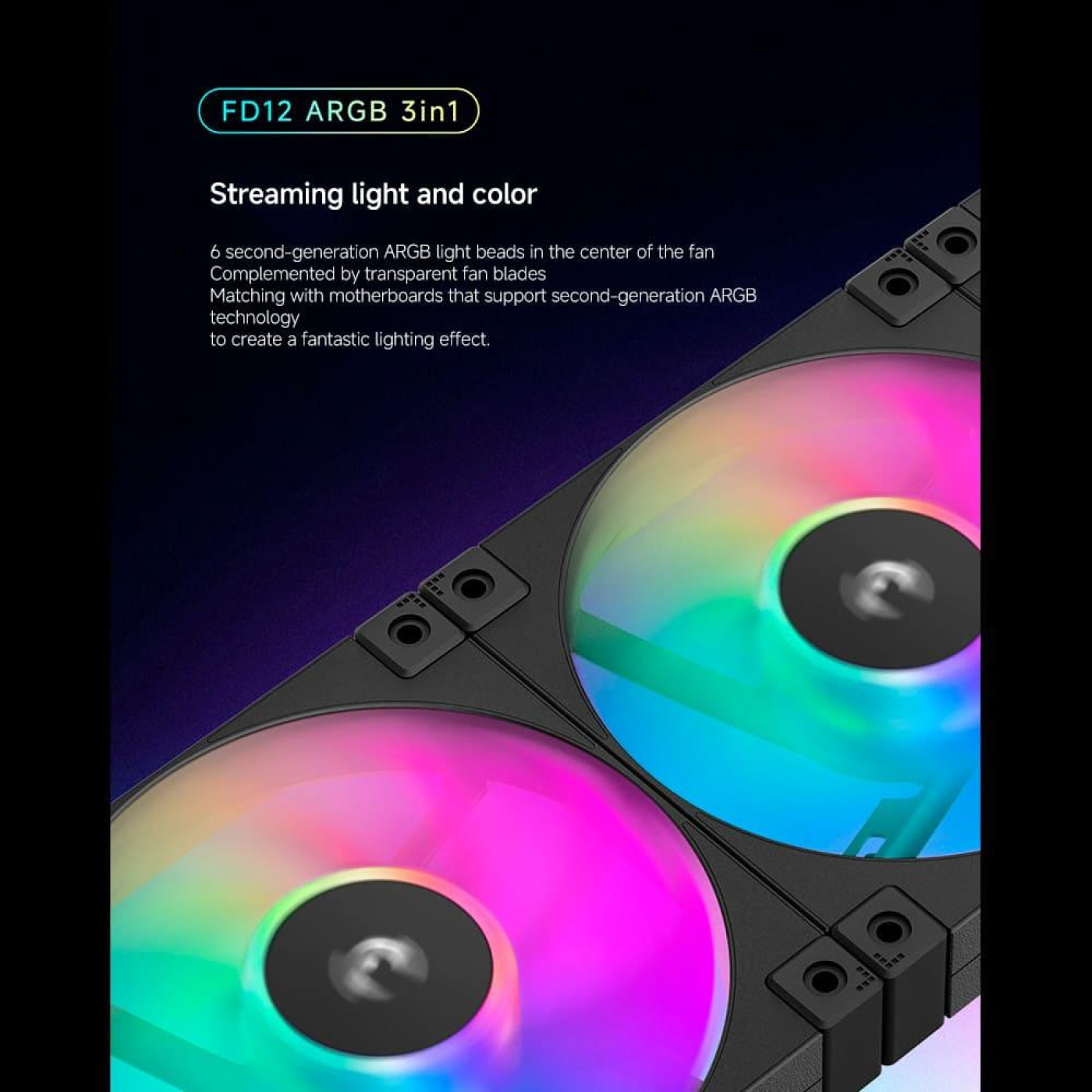 Комплект вентиляторів Deepcool FD12 ARGB 3 in 1 Black (R-FD12-BKAPN3-G)