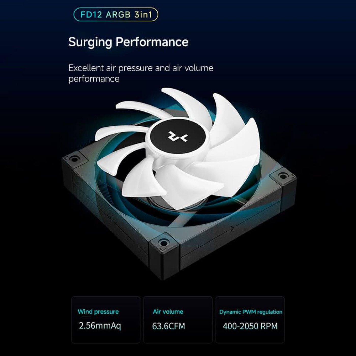 Комплект вентиляторів Deepcool FD12 ARGB 3 in 1 Black (R-FD12-BKAPN3-G)