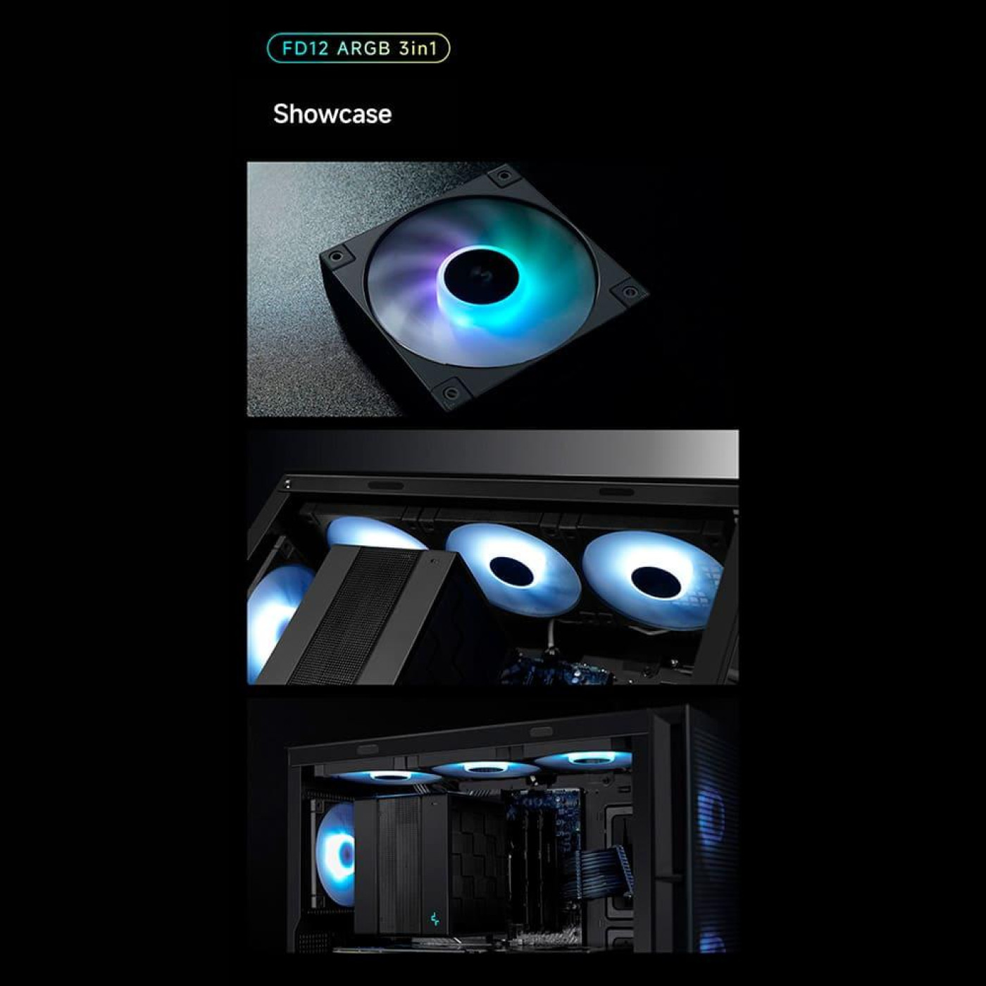 Комплект вентиляторів Deepcool FD12 ARGB 3 in 1 Black (R-FD12-BKAPN3-G)