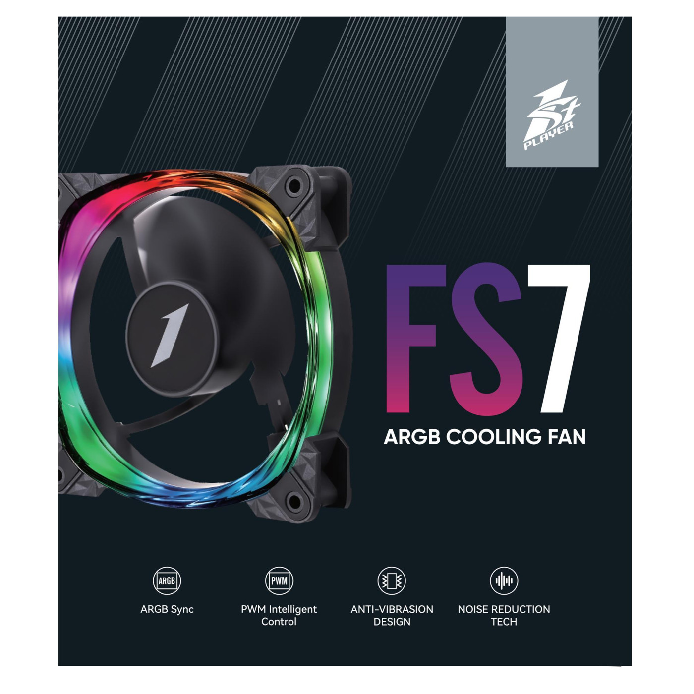 Вентилятор 1stPlayer FS7 Black (FS7-BK-1IN1)
