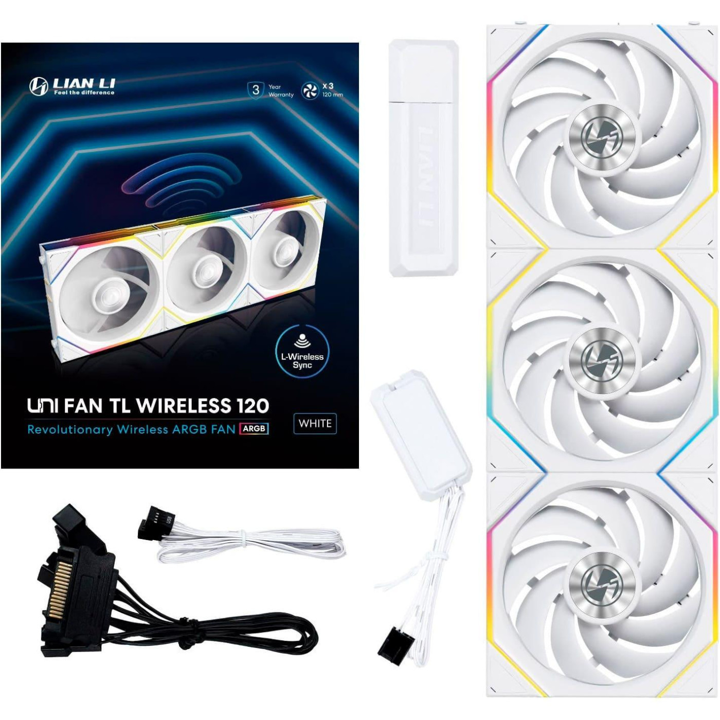 Комплект вентиляторів Lian Li Uni Fan TL WIRELESS 120-3 White (G99.12TL1W3W.00)