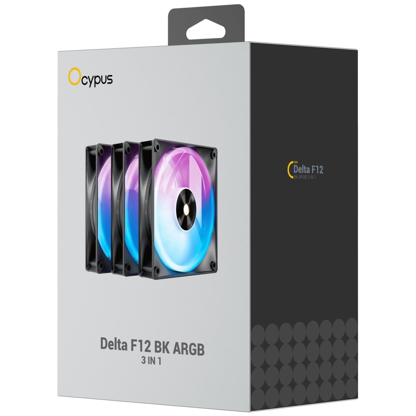 Комплект вентиляторів Ocypus DELTA F12 ARGB 3in1 Black (DELTA-F12-BK3AM00X-GL)