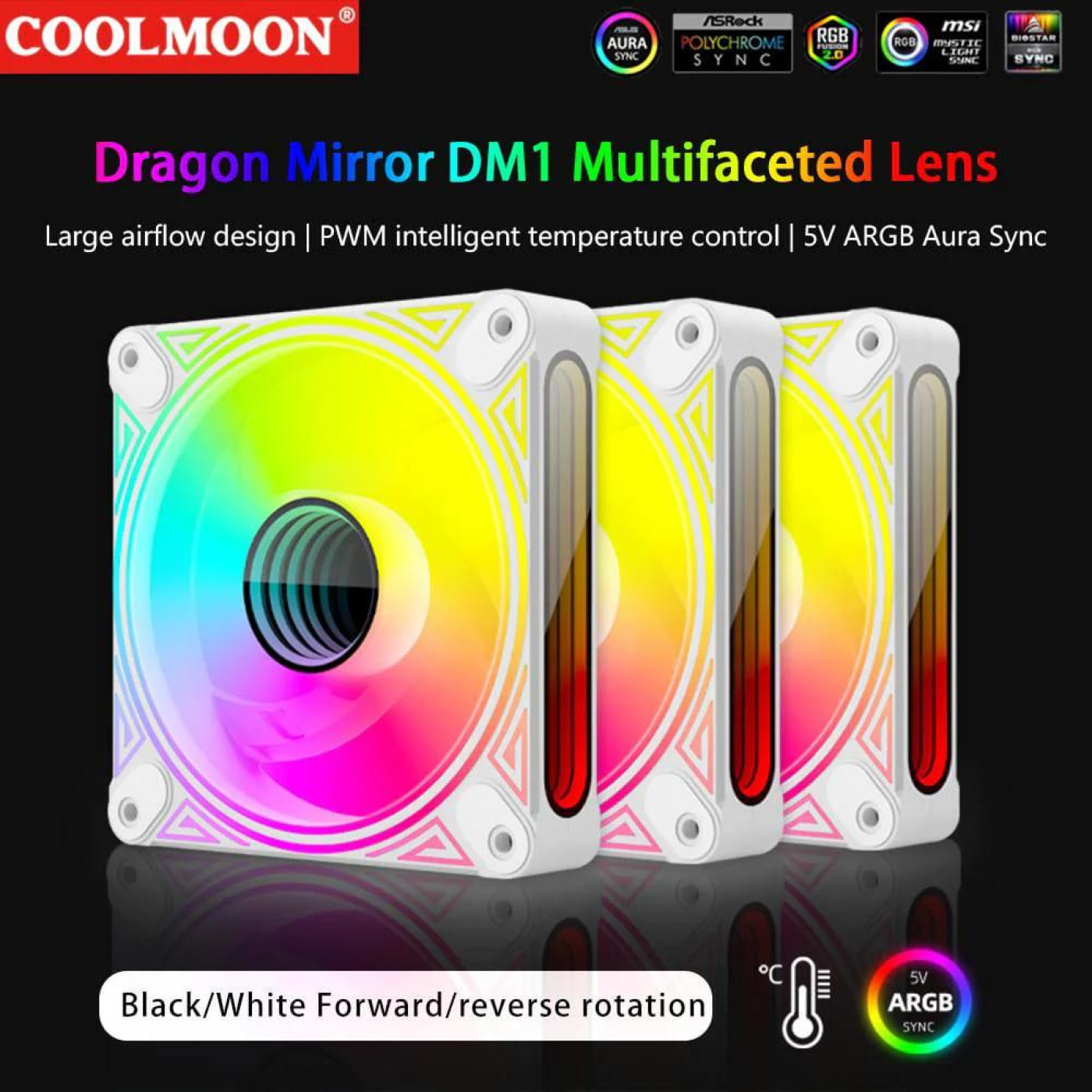 Вентилятор Coolmoon 120мм CM-DM1-W Forward (CM-DM1-W-F) White