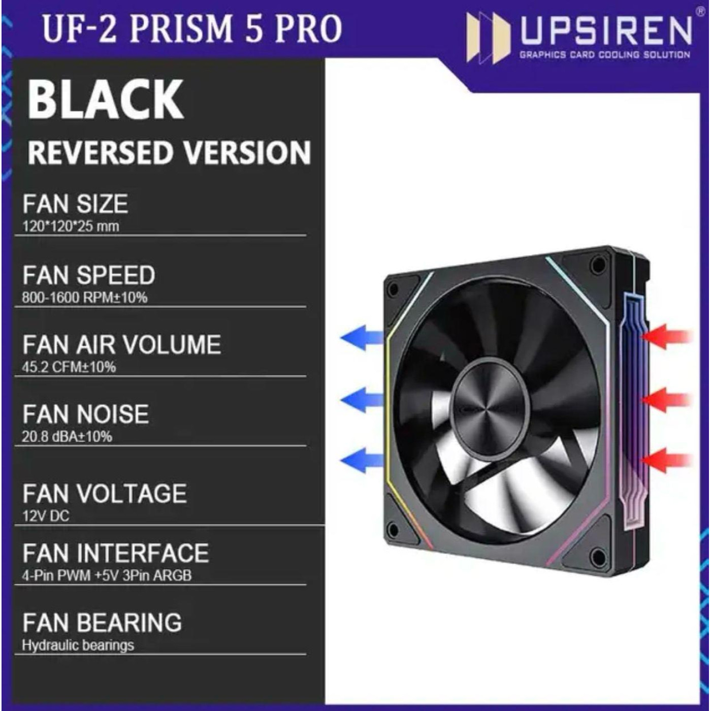 Вентилятор UPSIREN UF-2 PRISM 5 PRO BLACK REVERSED (UF-2 PRISM 5 PRO BLACK REVERSED) Б/у