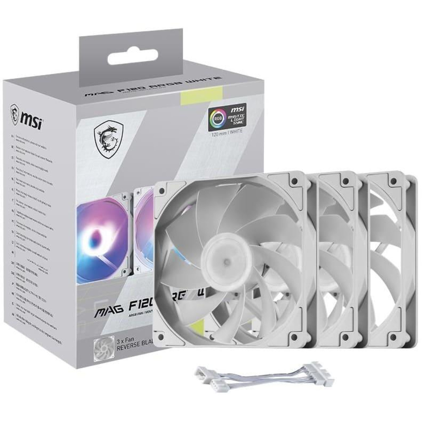 Комплект вентиляторів MSI MAG F120 ARGB White (MAG F120 ARGB WHITE-3RW)
