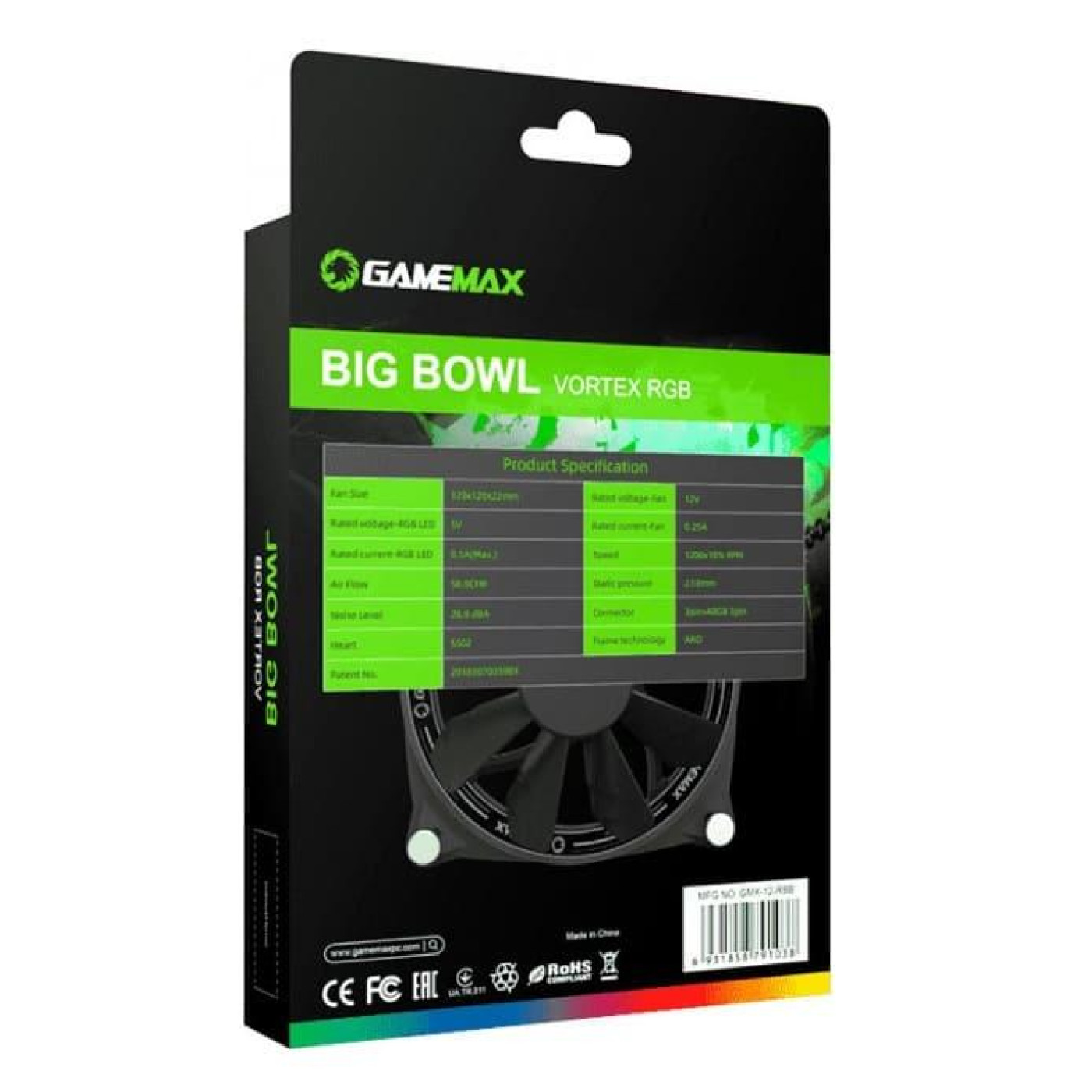 Вентилятор GameMax Big Bowl Vortex RGB Lighting Ring 120мм (GMX-12-RBB)