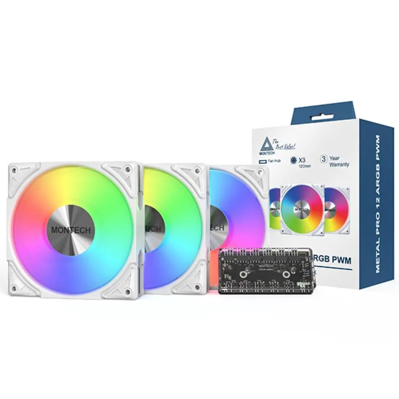 Вентилятор MONTECH METAL PRO 12 120MM ARGB 3 PACK (W) (METALPRO12 ARGB 3PACK (W))