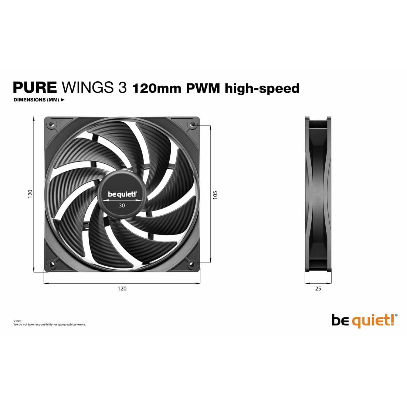 Комплект вентиляторів be quiet! PURE WINGS 3 120mm PWM high-speed 3 шт (BL140)