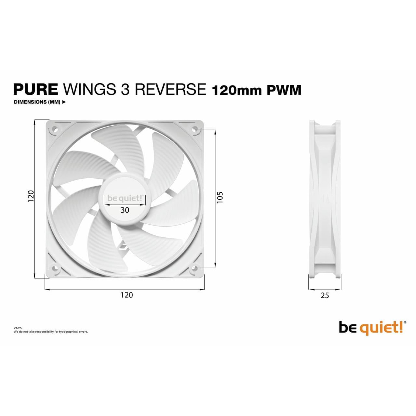 Комплект вентиляторів be quiet! PURE WINGS 3 120mm PWM Reverse 3 шт (BL136)