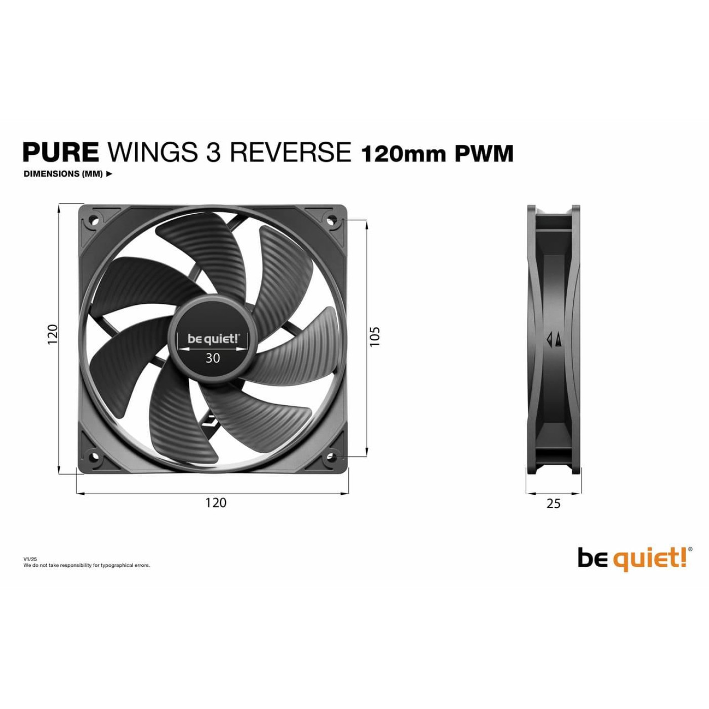 Вентилятор Be quiet! PURE WINGS 3 120mm PWM Reverse 3 шт (BL137)
