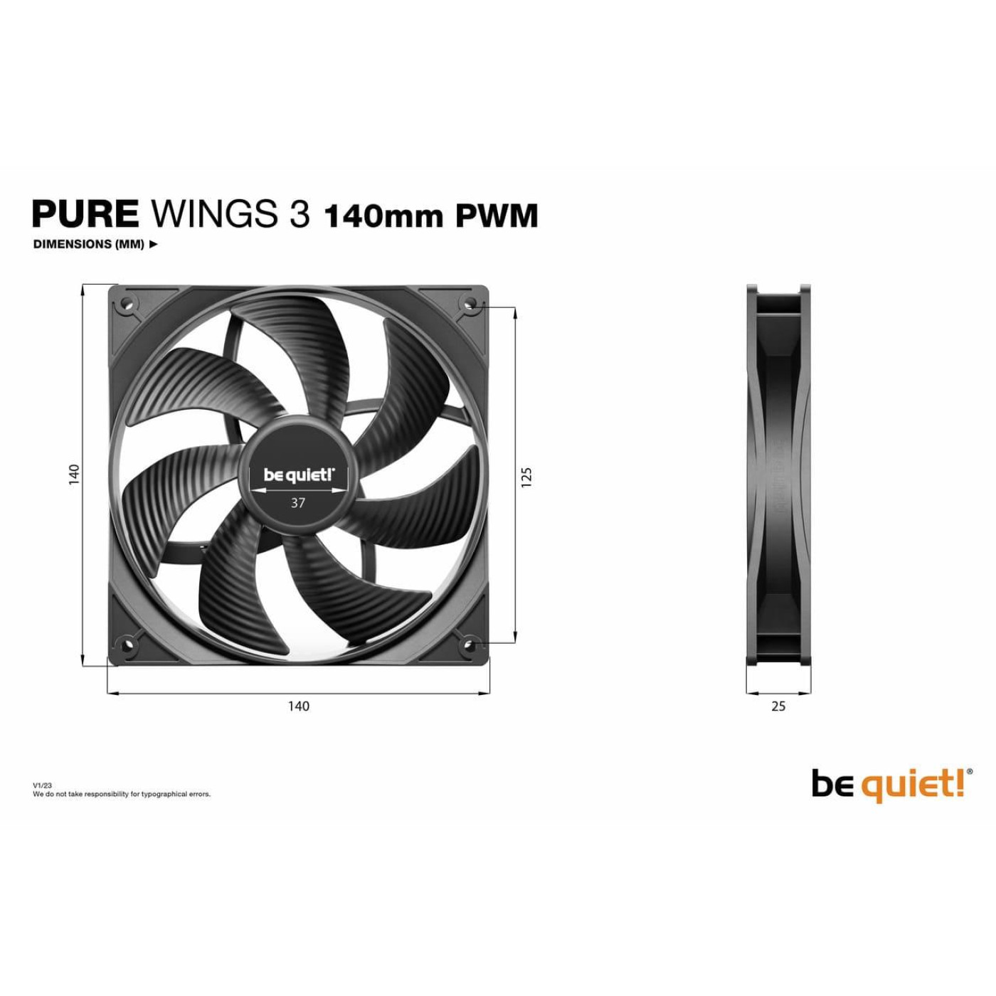 Вентилятор be quiet! PURE WINGS 3 140mm PWM 3 шт (BL139)