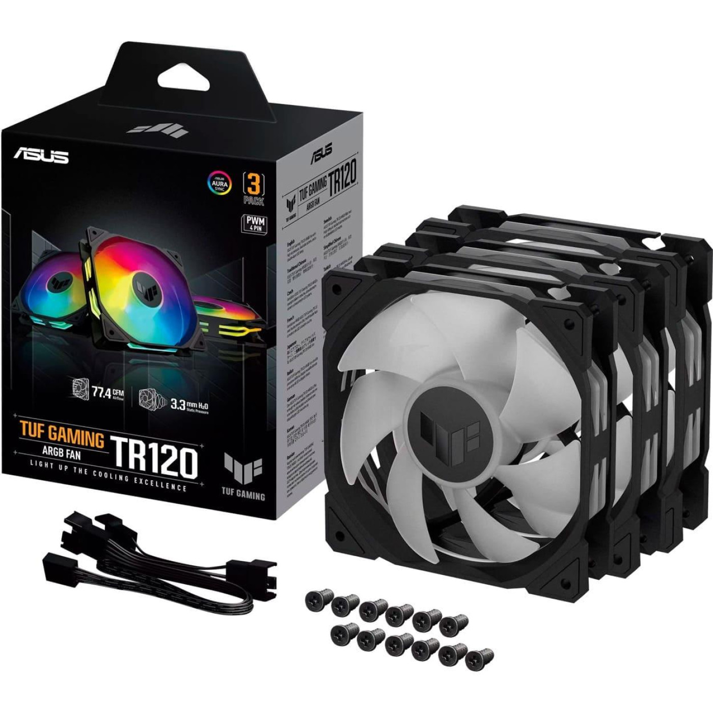 Комплект вентиляторів ASUS TUF GAMING TR120 ARGB REVERSE Fan Triple Pack (90DA00D0-B09020)