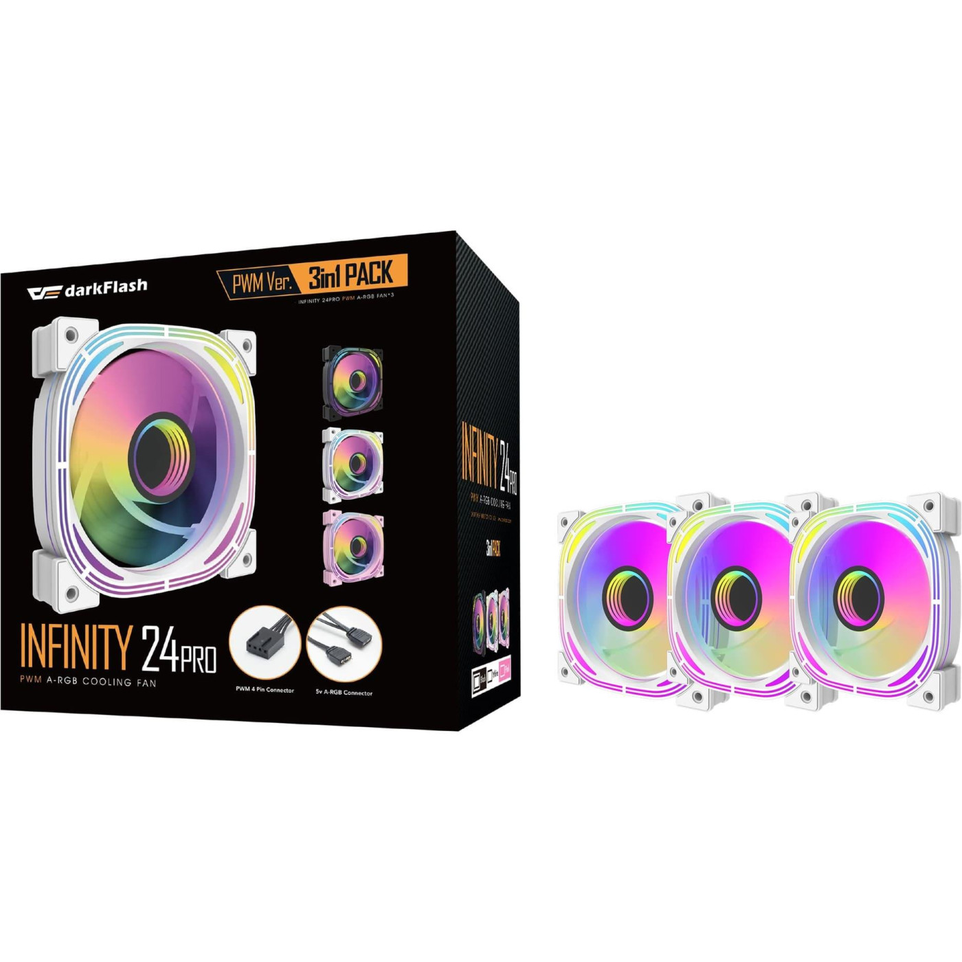 Комплект вентиляторів Darkflash INF24 3 in 1 White (INF24 3IN1(PWM) white)