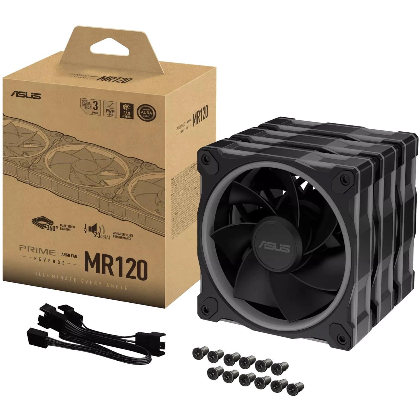 Комплект вентиляторів ASUS PRIME MR120 REVERSE ARGB BLACK 3IN1 (90DA00L0-B09020)
