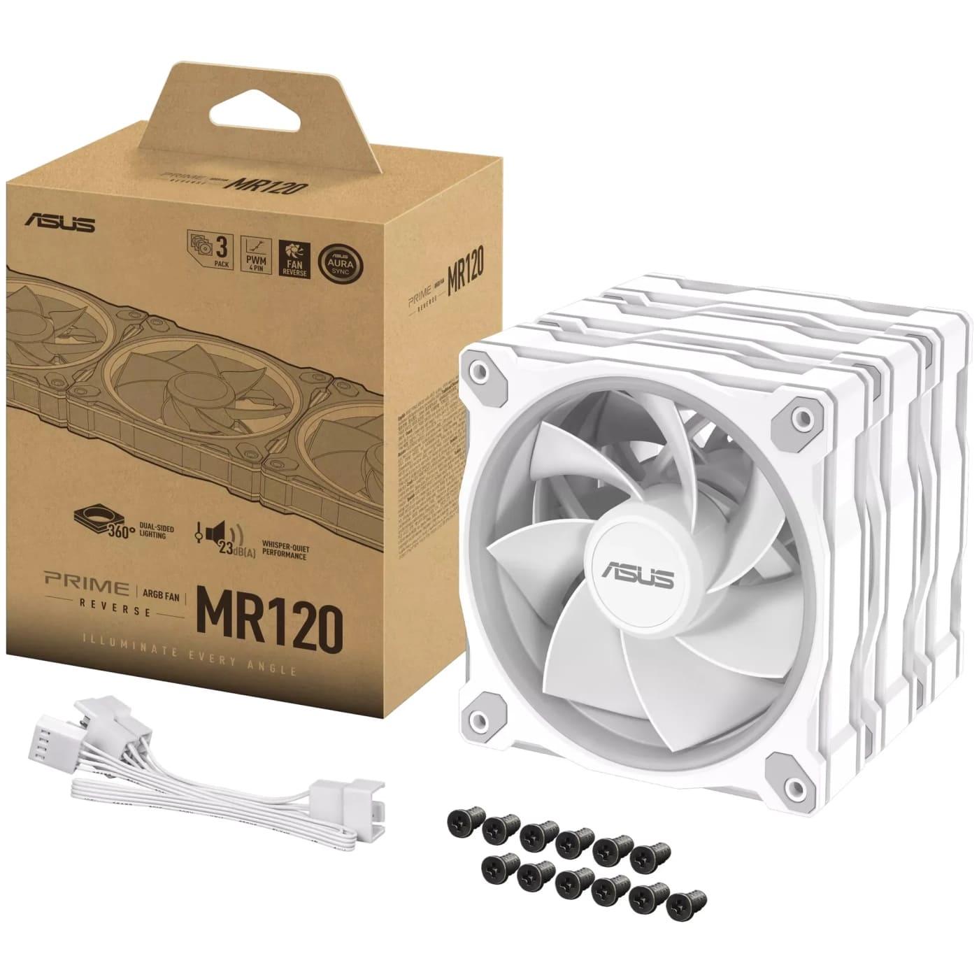 Комплект вентиляторів ASUS PRIME MR120 REVERSE ARGB WHITE 3IN1 (90DA00L3-B09020)