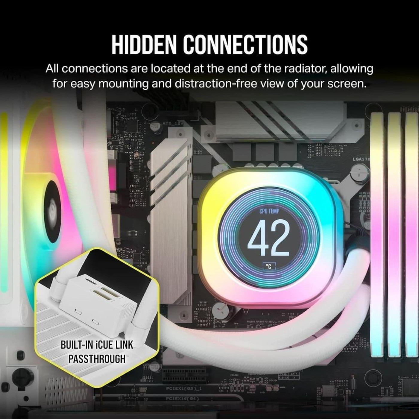 СВО Corsair iCUE Link H150i LCD RGB Liquid CPU Cooler White (CW-9061010-WW)