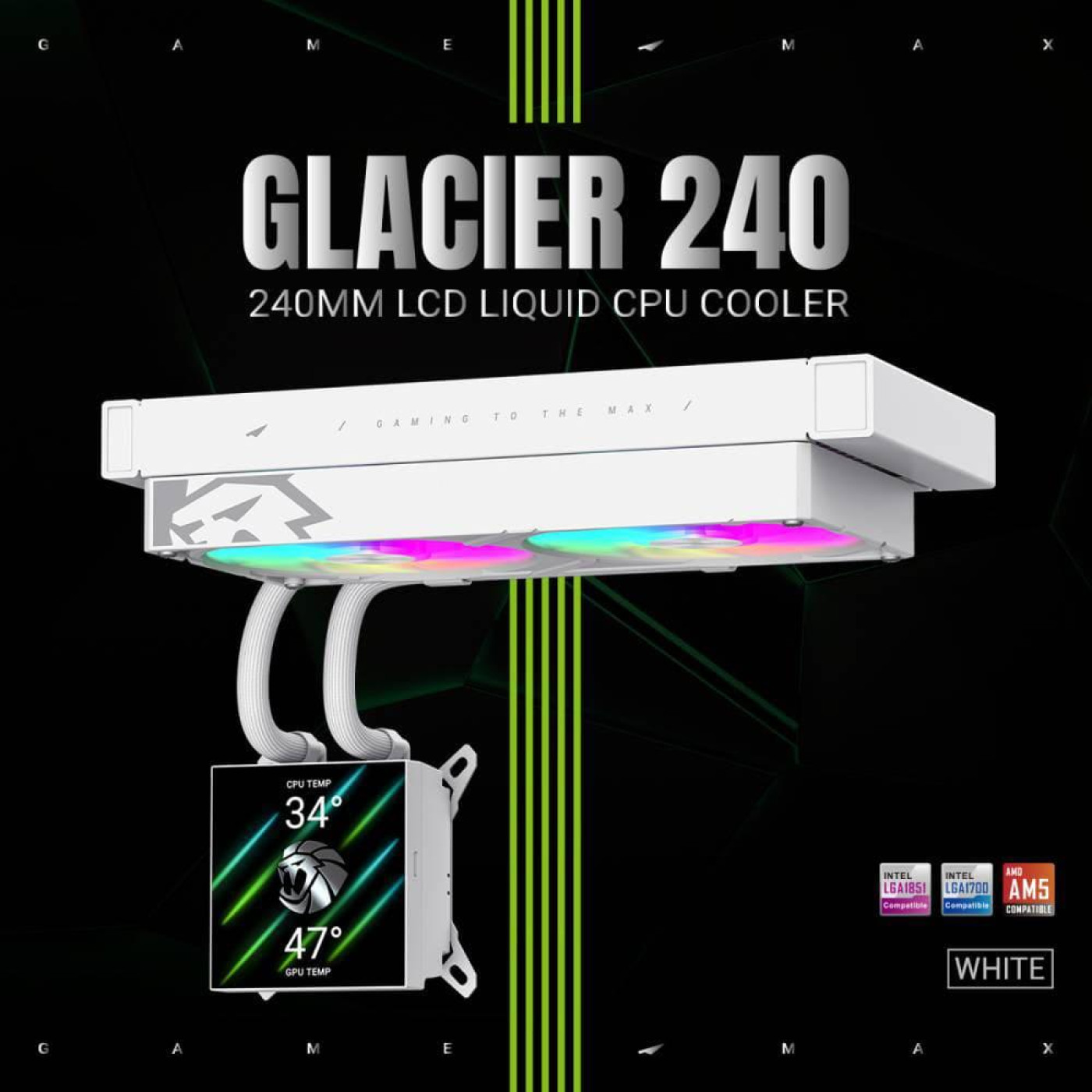 СВО GameMax Glacier 240 LCD White (GLACIER 240 LCD WH)