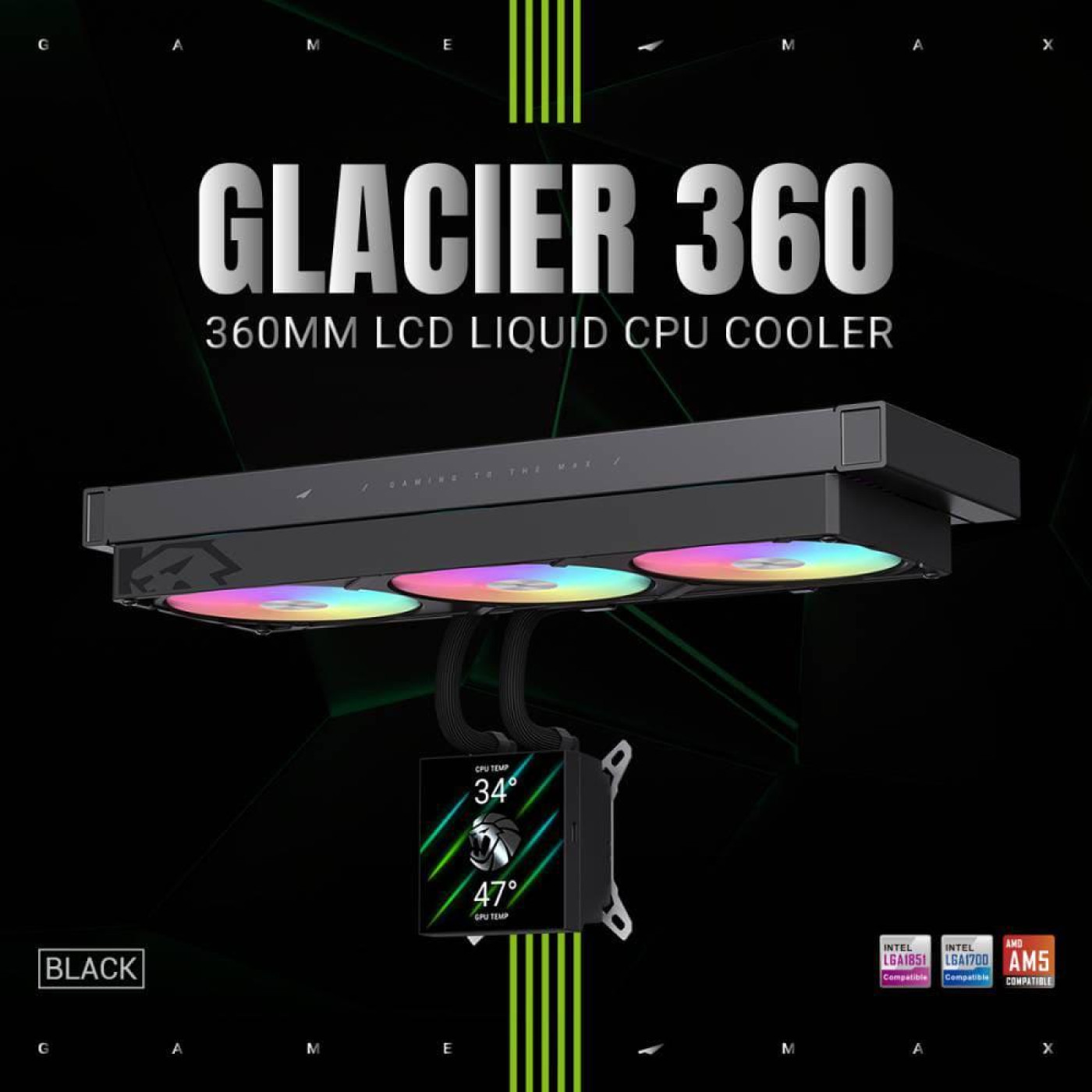 СВО GameMax Glacier 360 LCD Black (GLACIER 360 LCD BK)