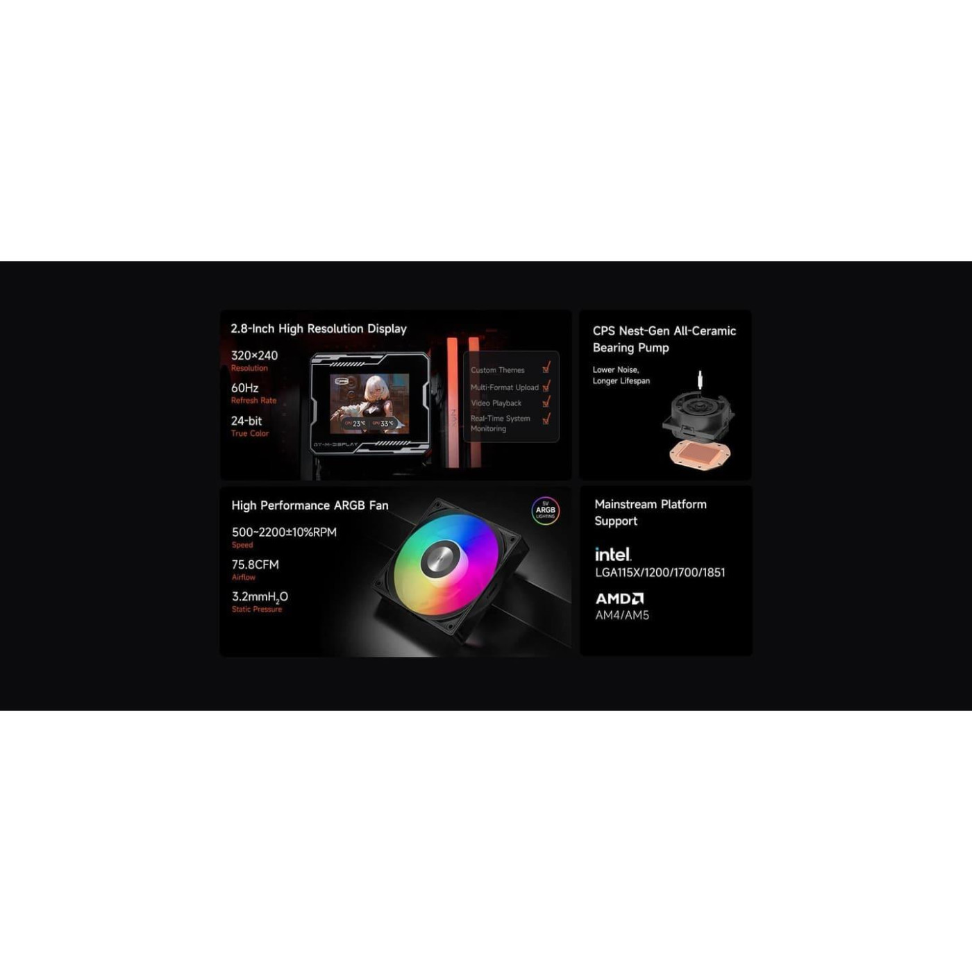 СВО PcCooler PсCOOLER GT360M ARGB Display White (GT360M-WHAWXX-GL)