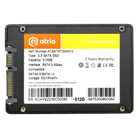 Накопичувач SSD ATRIA Sata 2.5 256GB XT200 G2 SATA 3.0 ATSATXT200/256 240 250 (ATSATXT200/256)