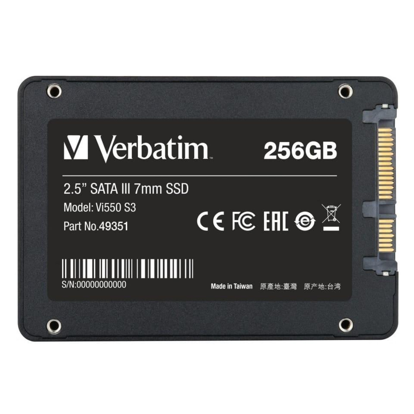 Накопитель SSD Verbatim SSD 2,5 256GB Vi550 Phison 3D TLC 560/460MB/s (49351)