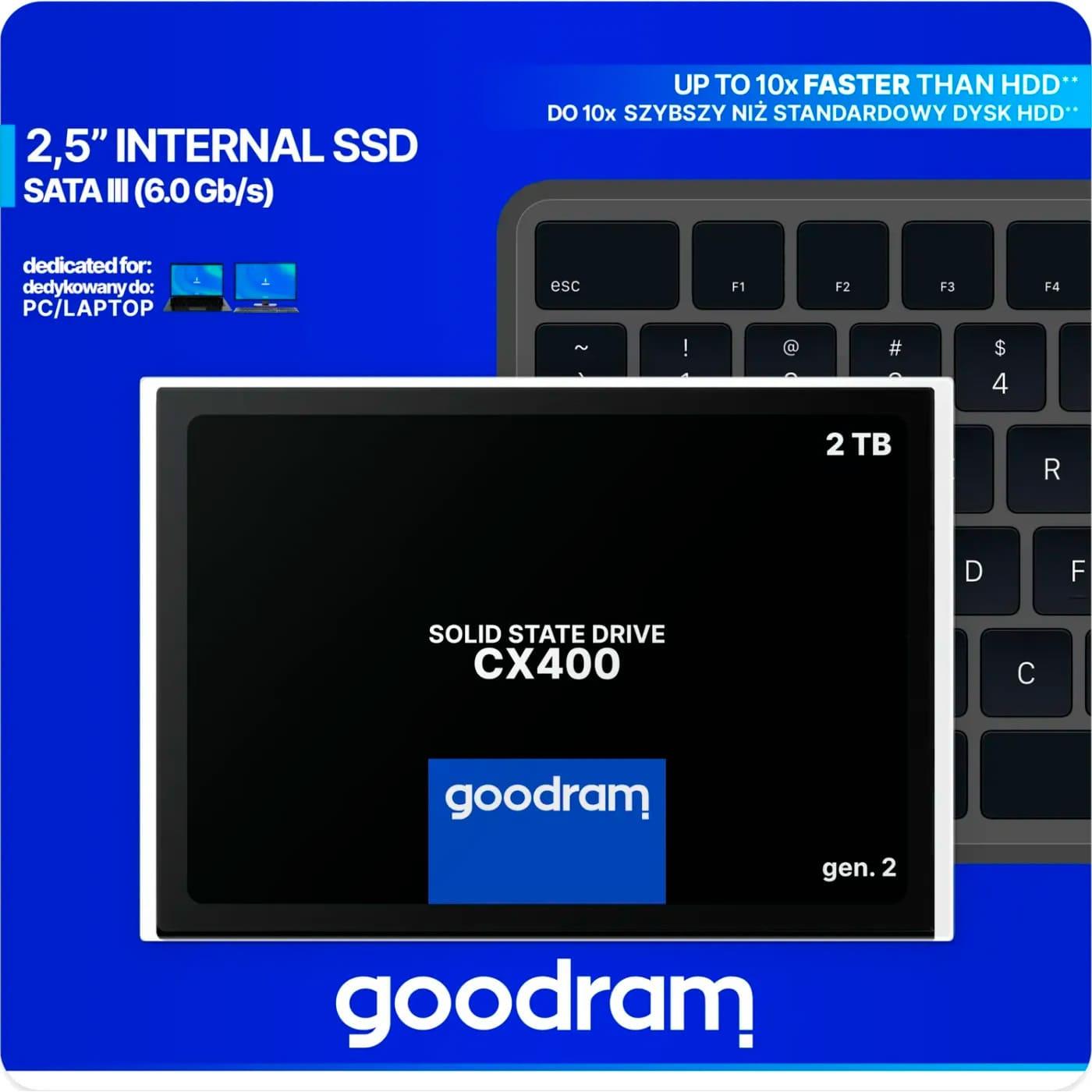 Накопичувач SSD GoodRam Sata 2.5 2TB CX400 GEN.2 SSDPR-CX400-02T-G2 (SSDPR-CX400-02T-G2)
