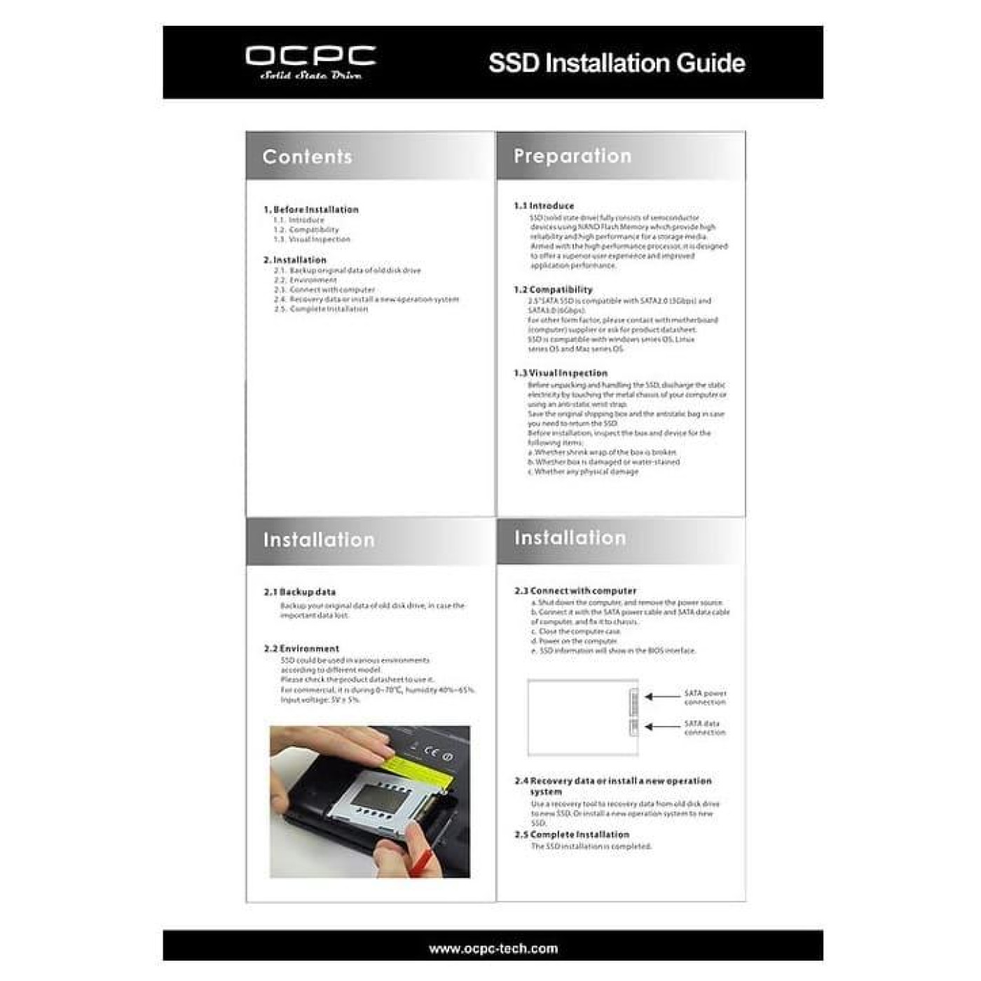 Накопитель SSD OCPC Sata 2.5 256GB XTL-200 (SSD25S3T256GLT)