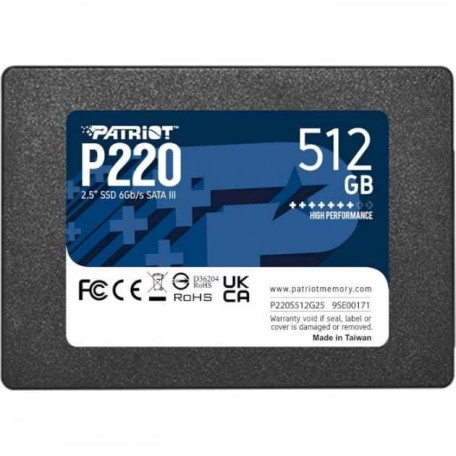 Накопичувач SSD Patriot Sata 2.5 512GB P220 SATAIII TLC 500 (P220S512G25)